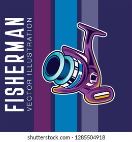 Fishing sport or fisherman hobby cartoon poster