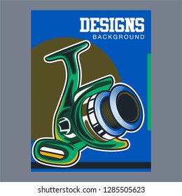 Fishing sport or fisherman hobby cartoon poster