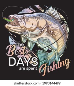 Fishing Sport Vector Bass Fisherman Big Mouth Boat  Vector Illustration,