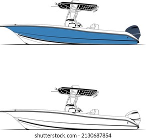 Fishing and sports Boat line art Illustration