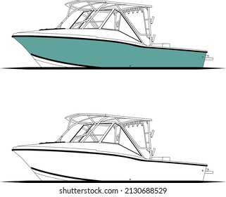 Fishing and sports Boat line art Illustration