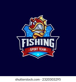 fishing sports team logo design | vector graphic illustration