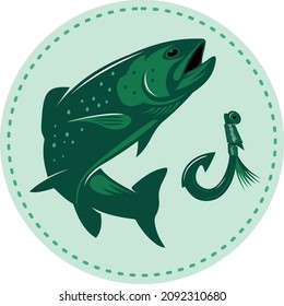 Fishing Spot with Hook Symbol Vector Design