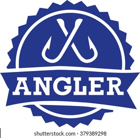 Fishing stamp with crossed hooks
