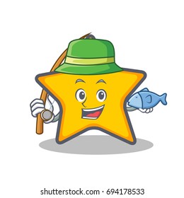 Fishing star character cartoon style