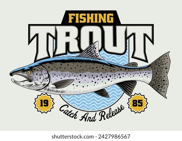 Fishing Steelhead Trout T-Shirt Design Illustration