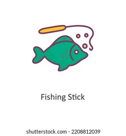 Fishing Stick Vector Filled outline Icon Design illustration. Travel Symbol on White background EPS 10 File