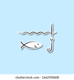 Fishing sticker icon. Simple thin line, outline vector of travel icons for ui and ux, website or mobile application