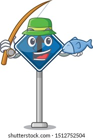 Fishing Straight ahead sign mascot 