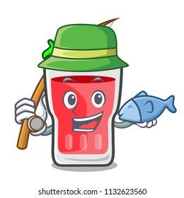 Fishing strawberry mojito mascot cartoon
