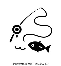 Fishing supplies black icon, concept illustration, vector flat symbol, glyph sign.