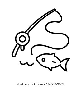 Fishing supplies line icon, concept sign, outline vector illustration, linear symbol.