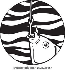 fishing symbol, circle logo, vector graphics