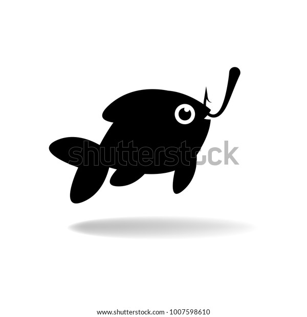 Fishing Symbol Fish Caught On Hook 库存矢量图(免版税)1007598610 | Shutterstock