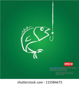 Fishing symbol on blackboard background,Vector