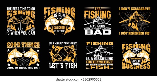Fishing T shirt Design Bundle, Quotes about Fishing, Fishing T shirt, Fishing typography T shirt design Collection
