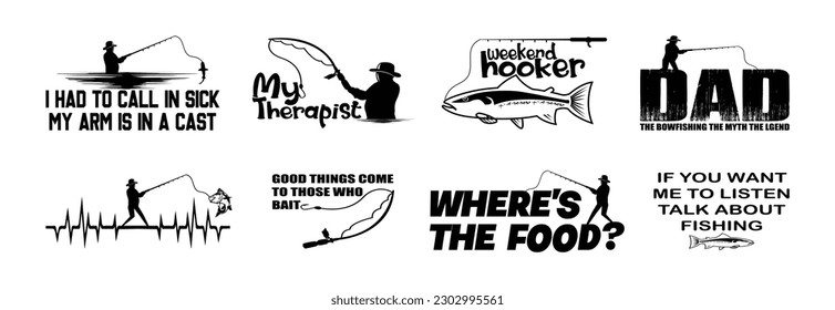 Fishing T shirt Design Bundle, Quotes about Fishing, Fishing T shirt, Fishing typography T shirt design Collection