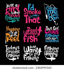 Fishing T shirt Design Bundle, Quotes about Fishing, Fishing T shirt, Fishing typography T shirt design Collection