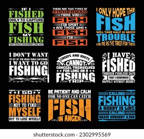 Fishing T shirt Design Bundle, Quotes about Fishing, Fishing T shirt, Fishing typography T shirt design Collection