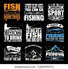 Fishing T shirt Design Bundle, Quotes about Fishing, Fishing T shirt, Fishing typography T shirt design Collection