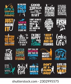 Fishing T shirt Design Bundle, Quotes about Fishing, Fishing T shirt, Fishing typography T shirt design Collection