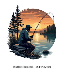 fishing t shirt design man