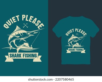 Fishing t shirt design - Quite please shark fishing t shirt