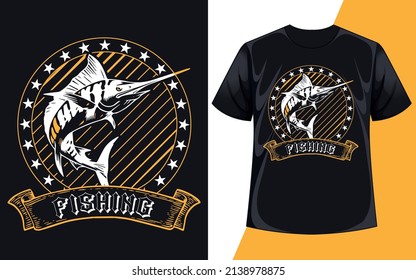 Fishing T Shirt Design With Star And Fish Vector