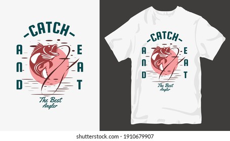 Fishing t shirt design vector. T-shirt design for print. t shirt design for fishing. Fishing silhouette. cool outdoor t shirt designs. Graphic tee shirt design sublimation