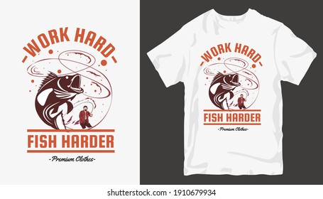 Fishing t shirt design vector. T-shirt design for print. t shirt design for fishing. Fishing silhouette. cool outdoor t shirt designs. Graphic tee shirt design sublimation