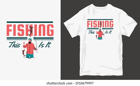 Fishing t shirt design vector. T-shirt design for print. t shirt design for fishing. Fishing silhouette. cool outdoor t shirt designs. Graphic tee shirt design sublimation