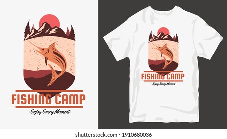 Fishing t shirt design vector. T-shirt design for print. t shirt design for fishing. Fishing silhouette. cool outdoor t shirt designs. Graphic tee shirt design sublimation