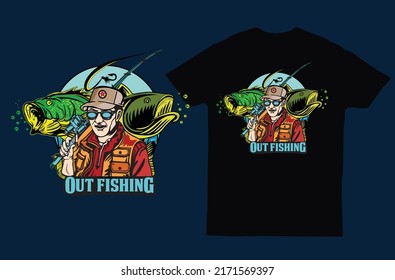 fishing t shirt design vector 