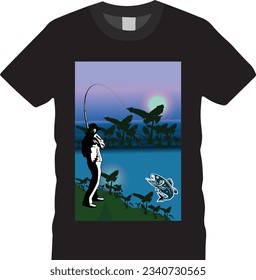 fishing t shirt vector printing design