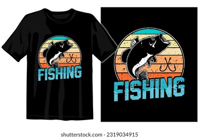 Fishing t shirt vector, Fishing vintage t shirt design, vintage fishing t shirt graphic illustration