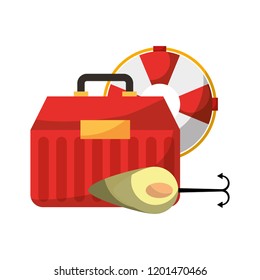 fishing tackle box and lifebuoy equipment hobby