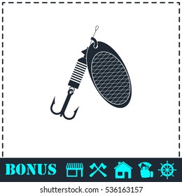 Fishing tackle icon flat. Simple vector symbol and bonus icon