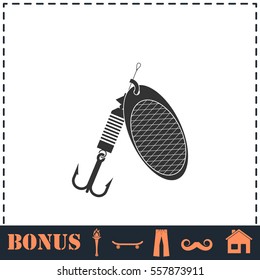 Fishing tackle icon flat. Simple vector symbol and bonus icon
