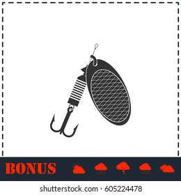 Fishing tackle icon flat. Simple vector symbol and bonus icon