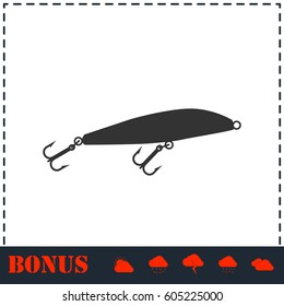 Fishing tackle icon flat. Simple vector symbol and bonus icon