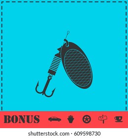 Fishing tackle icon flat. Simple vector symbol and bonus icon