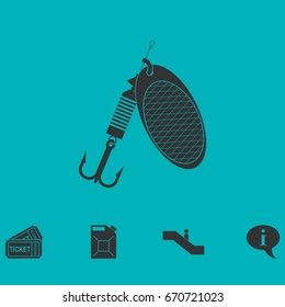 Fishing tackle icon flat. Simple vector symbol and bonus icon