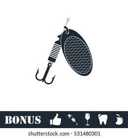 Fishing tackle icon flat. Vector illustration symbol and bonus pictogram