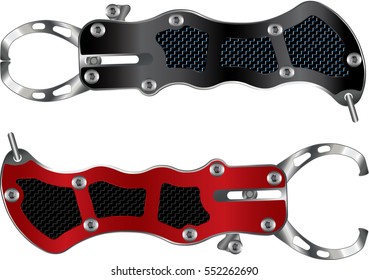  Fishing tackle. Lip grip (gripper) vector isolated on white
