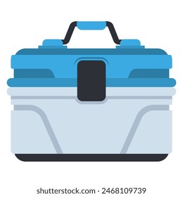 Fishing tackle waterproof box vector cartoon illustration isolated on a white background.