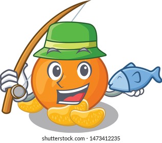 Fishing tangerine with in the mascot shape