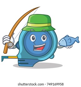 Fishing tape measure character cartoon