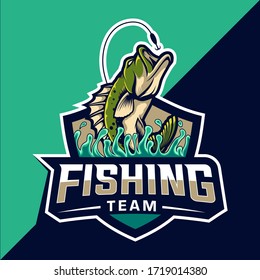 fishing team esport vector logo design