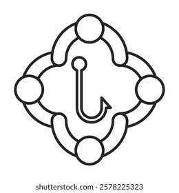 Fishing Team Icon Representing Group Recreation and Collaborative Outdoor Activities