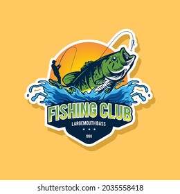 fishing template design for logo, emblem, badge and others